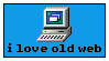 a stamp with pixel art of an old computer saying "i love old web" underneath it a stamp with pixel art of an old computer saying "i love old web" underneath it